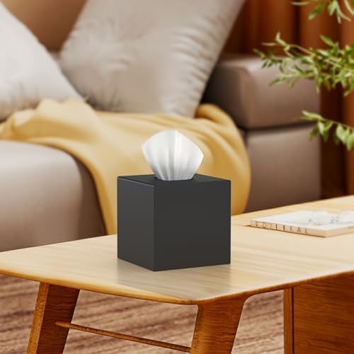 SILUT Tissue Box Cover Square Black Magnet Locking