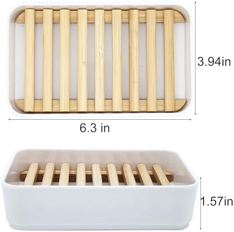 Bamboo Soap Dish Holder with Melamine Base 1 Pack