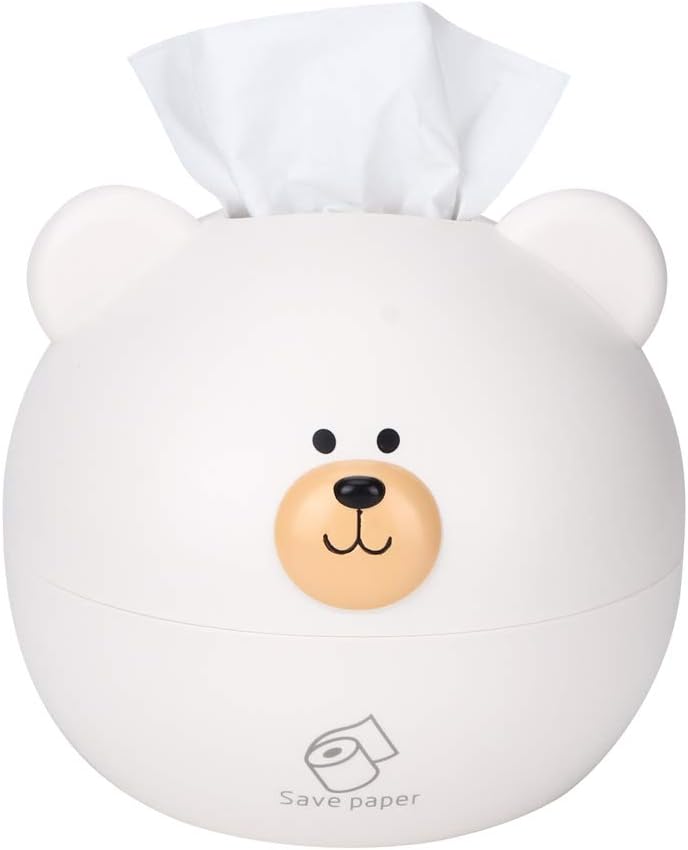 HERCHR Round Bear Head Tissue Box Cover