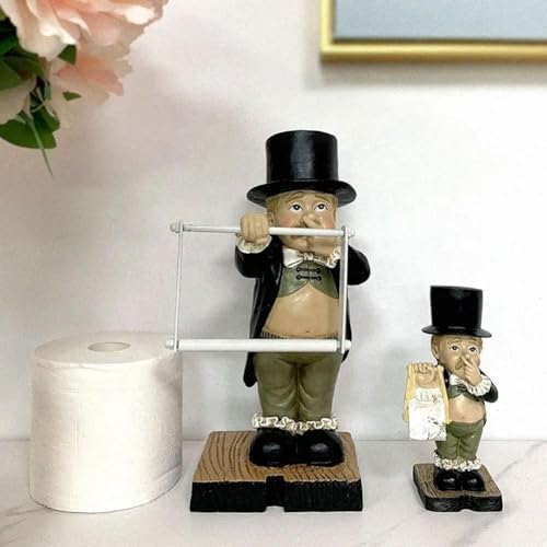Pulunto Toilet Butler Statue Resin Gentleman Tissue Holder