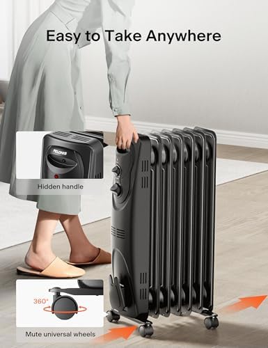PELONIS PHO15A2AGB 1500W Oil Filled Space Heater Black