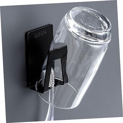 IMIKEYA Wall-Mounted Toothbrush Holder Black