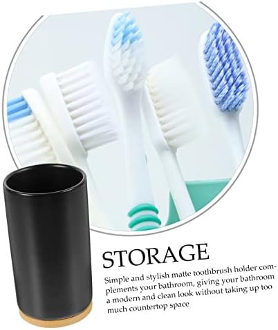 BRIGHTFUFU Cylinder Ceramic Toothbrush Cup Black Decorative
