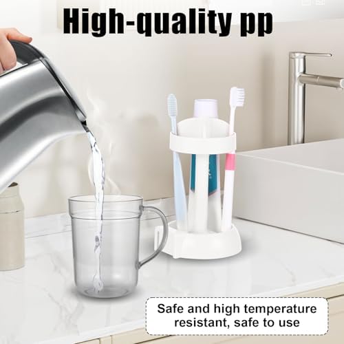 GENZYRE White Toothbrush Holder with Cover and 3 Slots