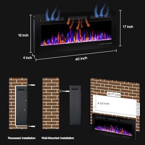 BETELNUT 40 Electric Fireplace with Remote Control