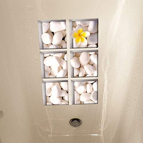 AILEGOU 3D Non-Slip Bathtub Stickers with 6 Pieces Pebbles-A02