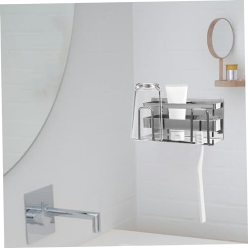Alipis Wall Mount Toothbrush Holder Stainless Steel No Drill