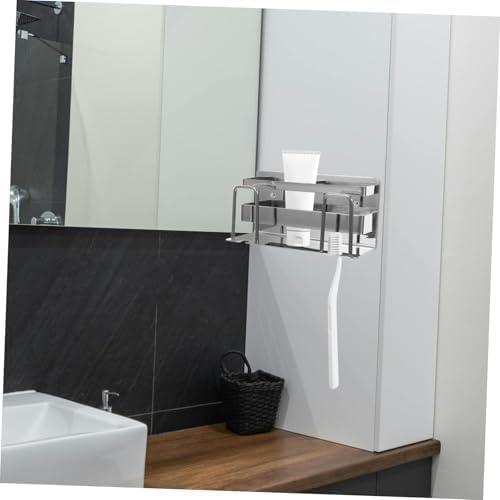 Alipis Wall Mount Toothbrush Holder Stainless Steel No Drill