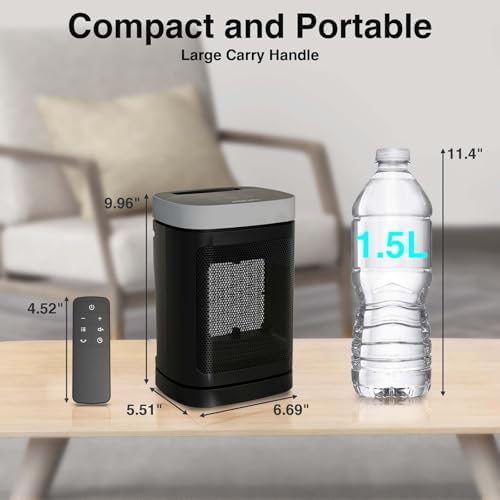 JIBUFI 1500W PTC Electric Heater with Remote Control and 70 Oscillation
