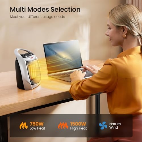 Kismile 750W1500W Portable Electric Space Heater with Fan and Adjustable Thermostat 1