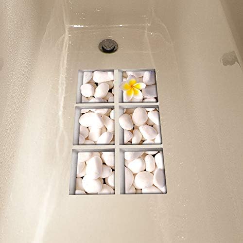 AILEGOU 3D Non-Slip Bathtub Stickers with 6 Pieces Pebbles-A02
