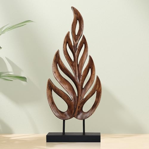 Decozen Wooden Leaf Sculpture - Coffee Table Decor