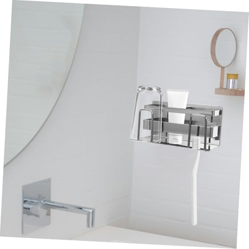 GLEAVI Wall-Mounted Toothbrush Holder Stainless Steel Multi Functional Bathroom Organizer