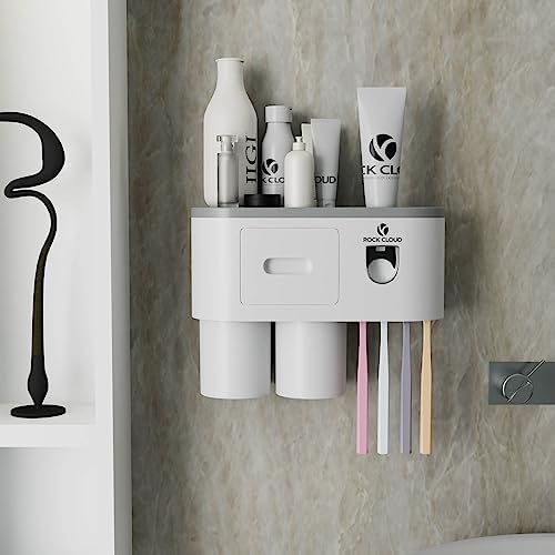ROCK CLOUD Wall Toothbrush Holder with Toothpaste Dispenser