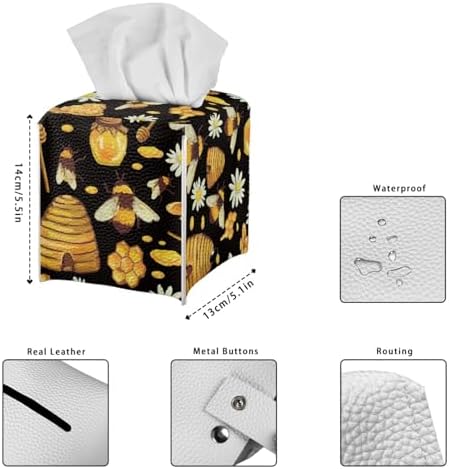 Cute Bee Tissue Box Cover Holder with Belt Bottom