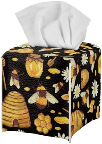 Cute Bee Tissue Box Cover Holder with Belt Bottom