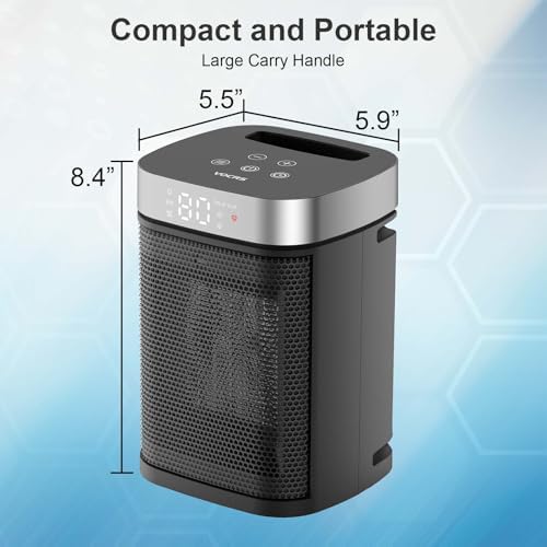 VOCRS 1500W PTC Electric Space Heater with Remote Control and 12H Timer