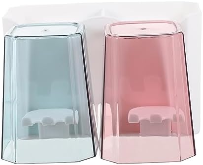 1 Set Wall Mounted Bathroom Storage Rack with Cups and Toothbrush Holder