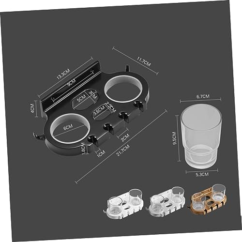 COOLHIYA Punch Toothbrush Holder with Double Cup Hooks Black