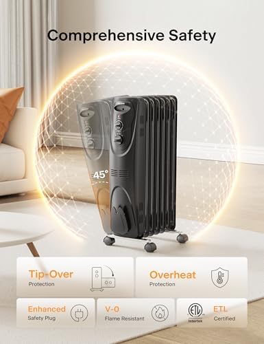PELONIS PHO15A2AGB 1500W Oil Filled Space Heater Black