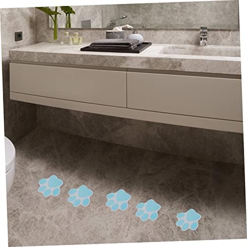 Garneck 10pcs Blue Paw Print Non-Slip Bathtub Stickers