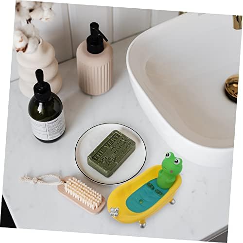 LIFKOME Cartoon Frog Soap Dish Tray Self Draining Vinyl Holder for Bathroom