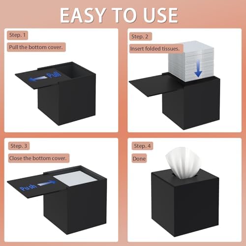 SILUT Tissue Box Cover Square Black Magnet Locking