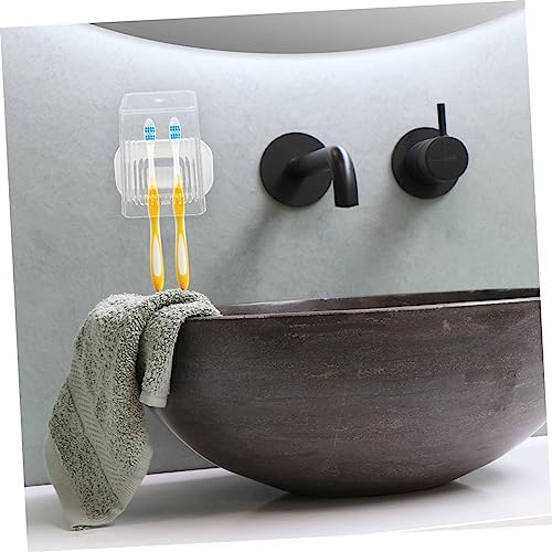 SOPOTUTU Wall Mounted Toothbrush Holder with Cover