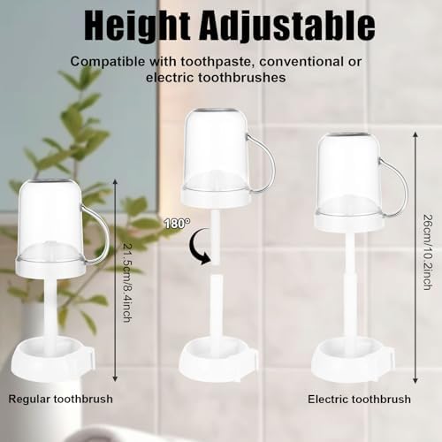 GENZYRE White Toothbrush Holder with Cover and 3 Slots