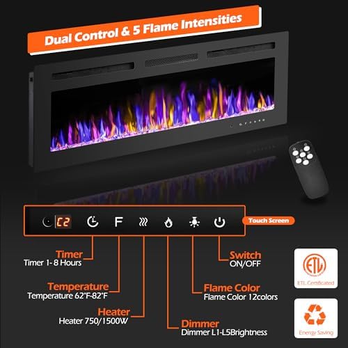 BETELNUT 50 Electric Fireplace with Remote Control 1
