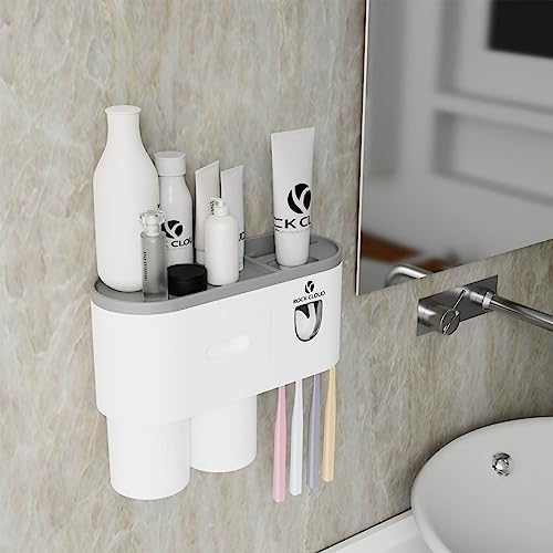 ROCK CLOUD Wall Toothbrush Holder with Toothpaste Dispenser