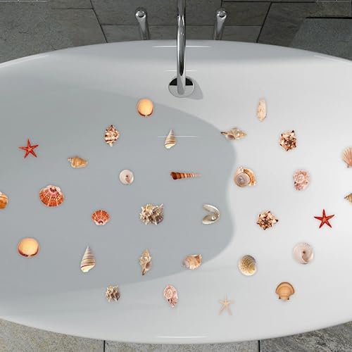 LUOZZY 6 Sheets Non-Slip Bathtub Stickers with Sea Shell Design