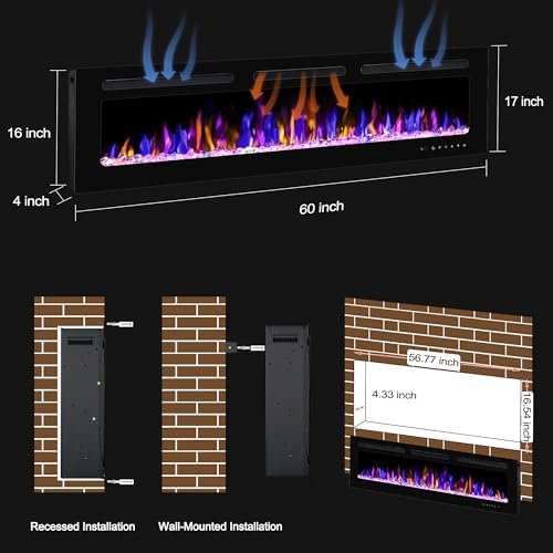 BETELNUT 60 Electric Fireplace with Remote Control