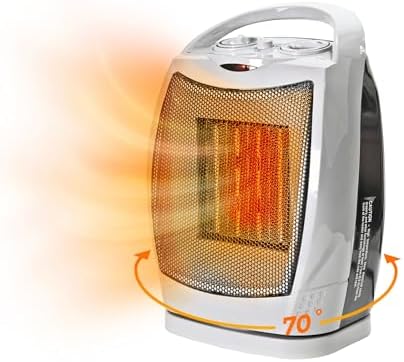 Comfort Zone Oscillating Electric Space Heater with Adjustable Thermostat and Safety Features