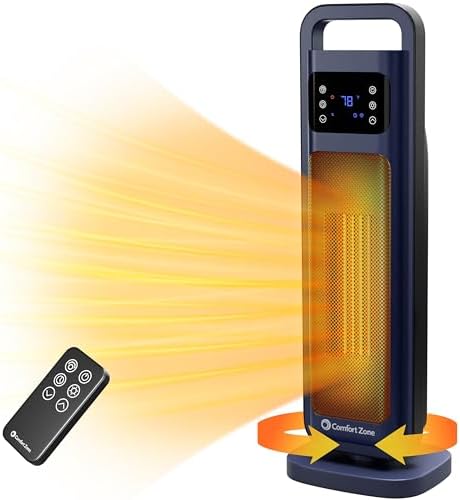 Comfort Zone 26-Inch 1500W Tower Space Heater with Remote Control