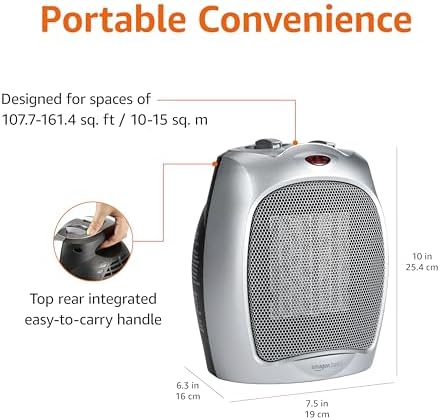 Amazon Basics Ceramic Space Heater with 3 Heat Settings and Safety Protection