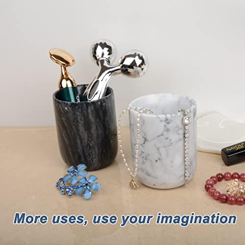 Handmade Marble Toothbrush Holder - White