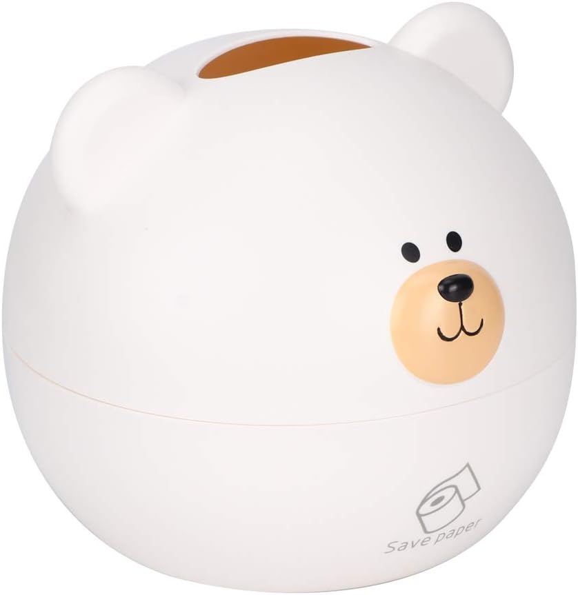 HERCHR Round Bear Head Tissue Box Cover