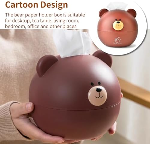Cute Bear Shaped Tissue Box Holder with Large Capacity