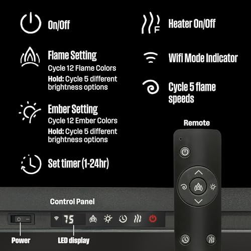 Westinghouse 50 Inch Electric Fireplace Heater with Alexa Google Home Compatibility