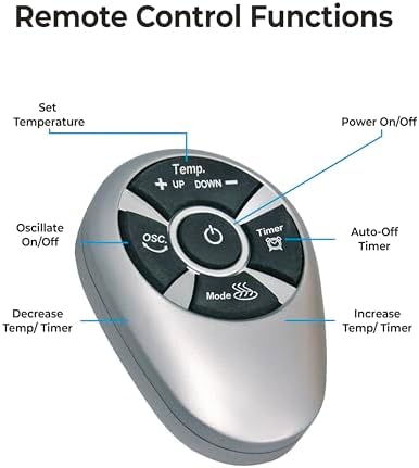 Comfort Zone 1500W Oscillating Tower Space Heater with Remote