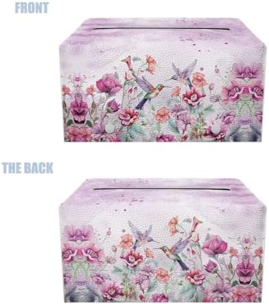 Flower Hummingbird Tissue Box Cover with PU Leather 1