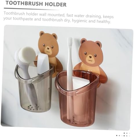 HEALLILY Wall Toothbrush Holder with Cartoon Design