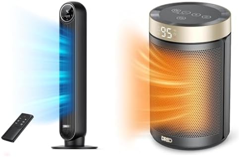 Dreo Tower Fan with Heater 24fts Quiet Powerful Oscillating Fan