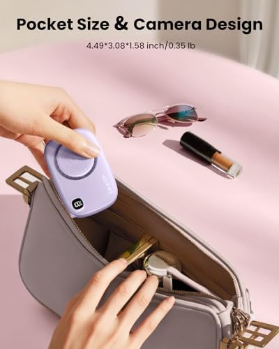 Gaiatop Mini Neck Fan with 360 Rotate Makeup Mirror