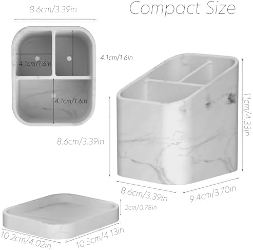 DOLED Electric Toothbrush Holder with 3 Slots and Makeup Brush Storage