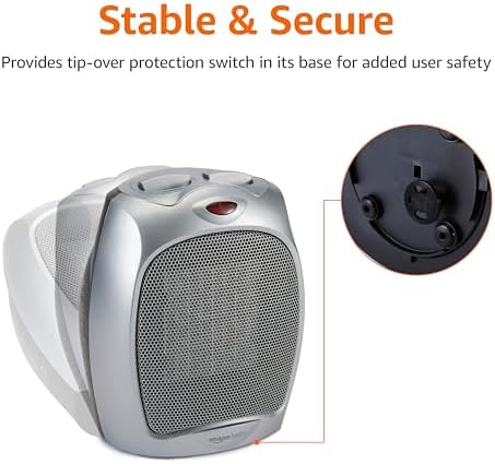 Amazon Basics Ceramic Space Heater with 3 Heat Settings and Safety Protection
