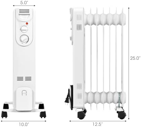 S AFSTAR 1500W Oil Heater with 3 Settings and Safety Features