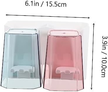 1 Set Wall Mounted Bathroom Storage Rack with Cups and Toothbrush Holder
