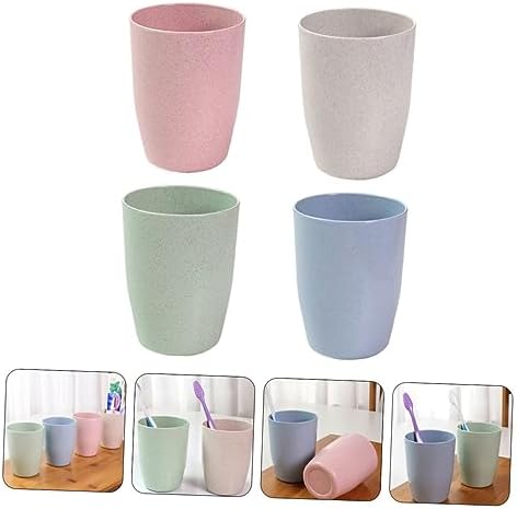 4pcs Wheatstraw Toothbrush Holder Cups for Bathroom